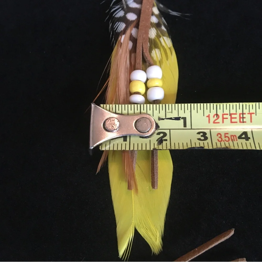 Yellow Feather Native Style Dangle Earrings